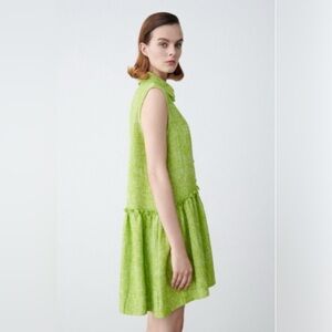ZARA Green Mini Tweed Dress .